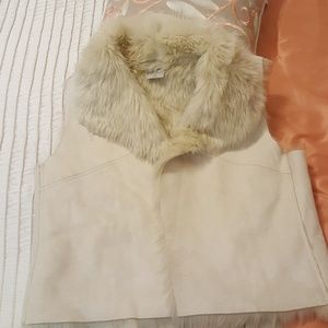 Jennifer Lopez Suede faux fur lined vest